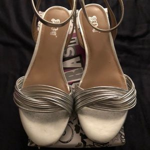 Silver low heel flats